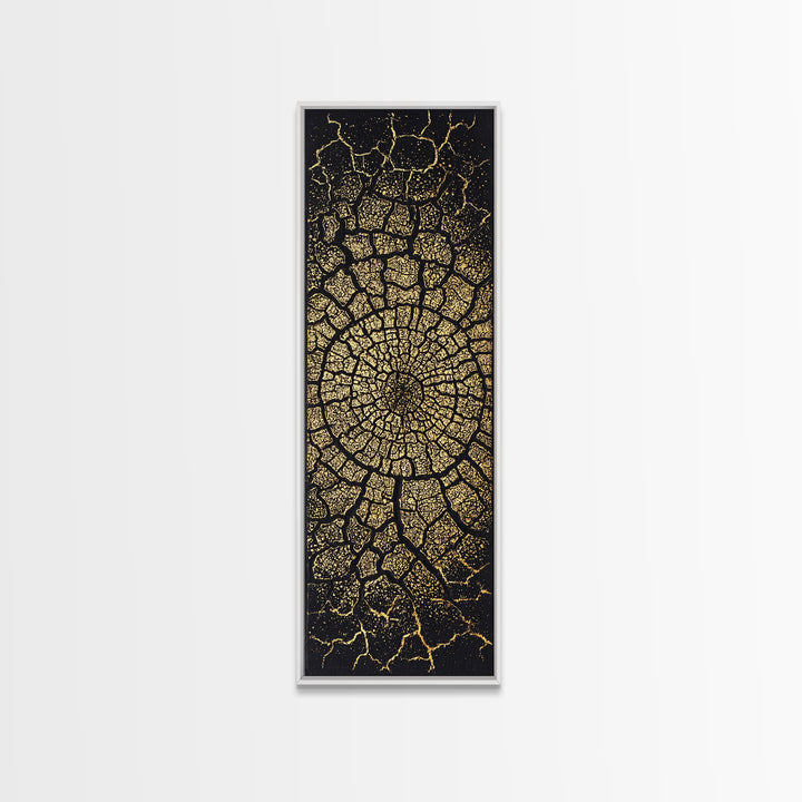 Black And Gold Cracked Spiral Abstract Wall Art, Luxury Canvas Print, Geometric Pattern Artwork, Modern Statement Decor Gift