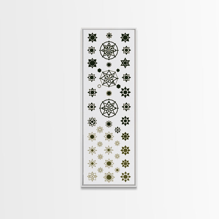 Sacred Geometry Star Pattern Canvas Print, Gold Green Mandala Wall Decor, Minimalist Art, Spiritual Wall Art, Boho Decor