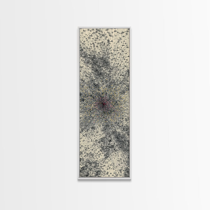 Abstract Cream Black Energy Burst Wall Art, Red Gold Center, Modern Abstract Art, Textured Art Print, Statement Wall Decor