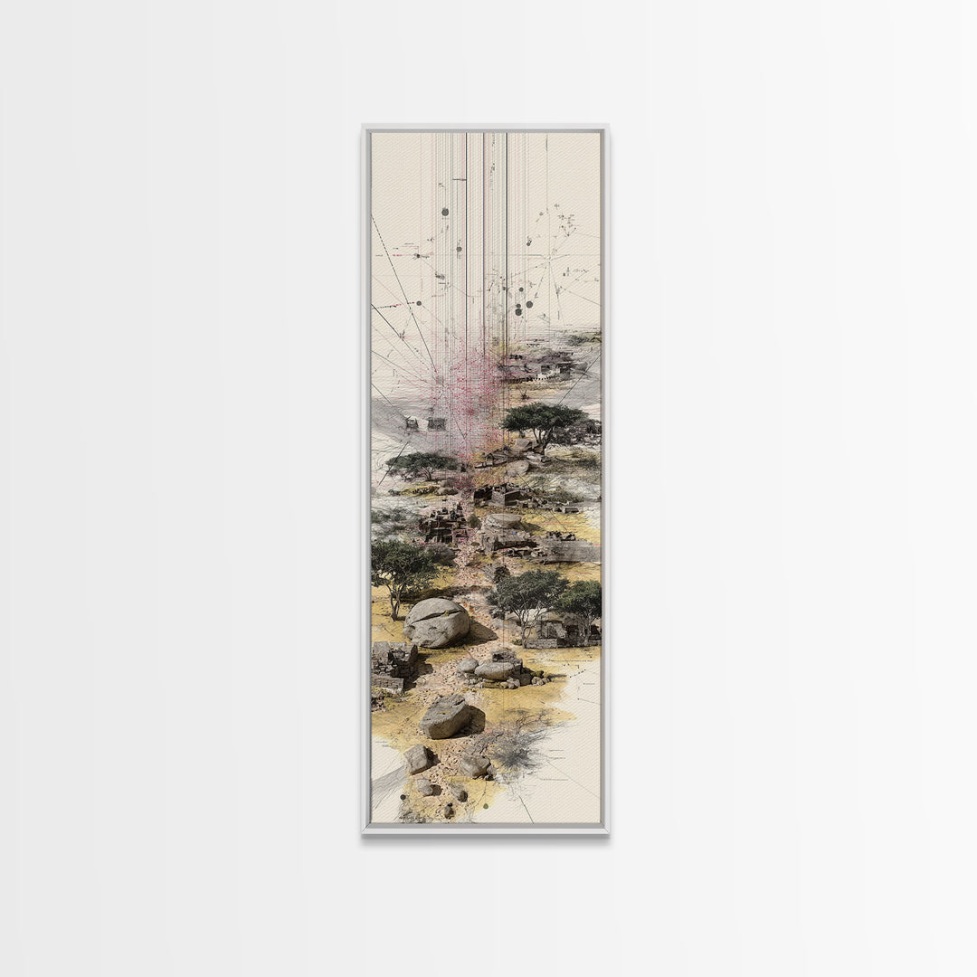 Minimal Acacia Savanna Abstract Landscape Wall Art, African Safari Print, Earth Tone Modern Canvas Decor, Unique Office Decor