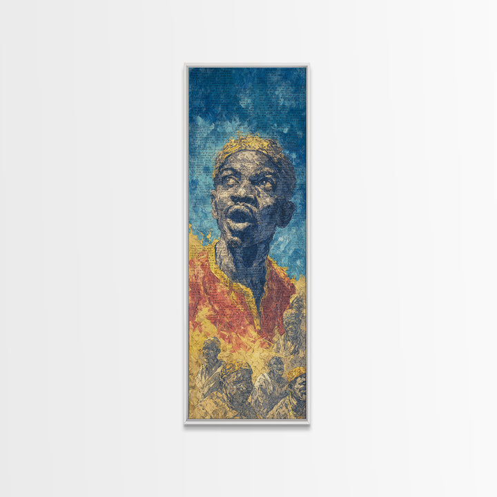 Expressive Singing Man Canvas Print, Blue African Portrait, Afrocentric Wall Decor, Black Music Art For Modern Home Gallery