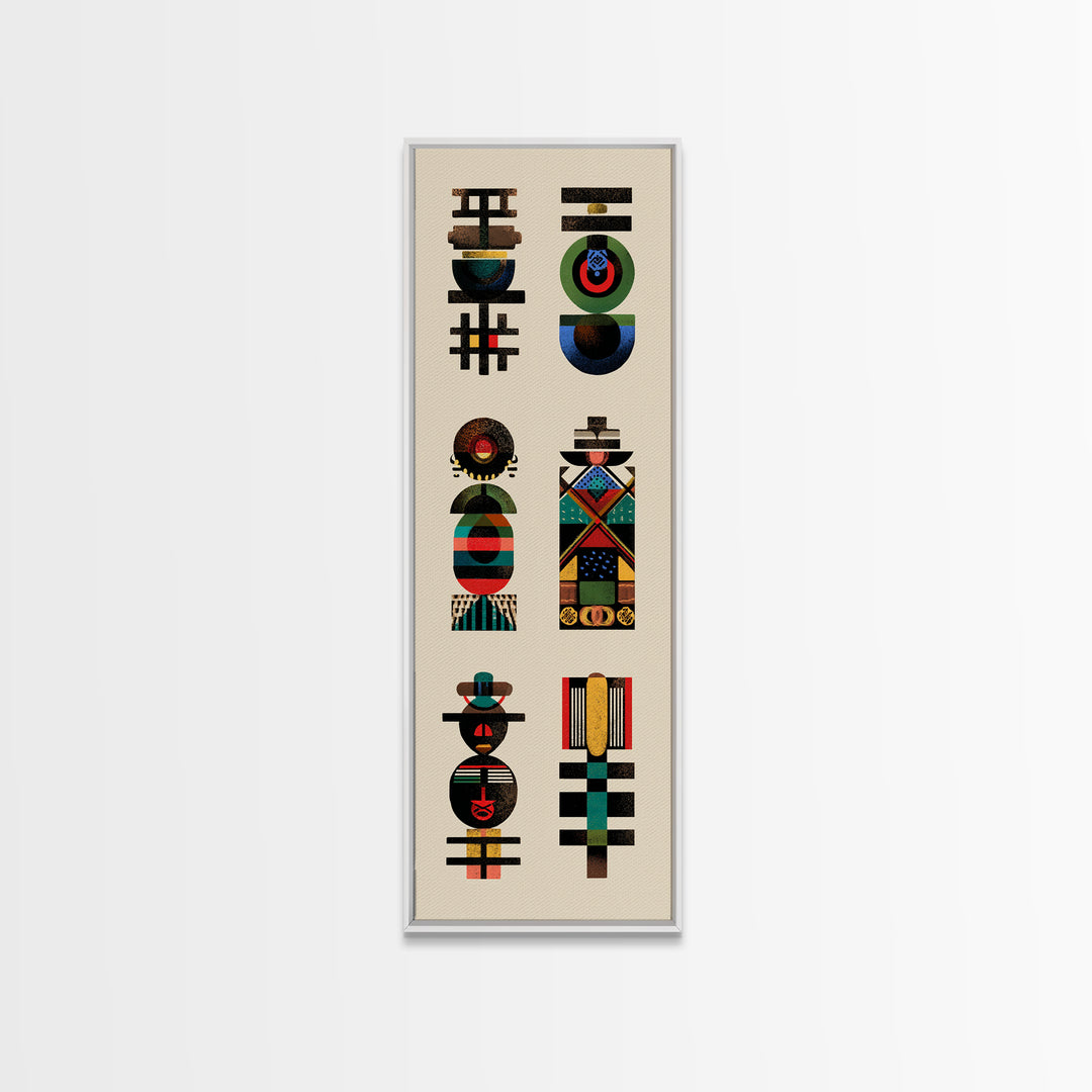 Abstract African Totem Wall Art, Geometric Tribal Symbols, Modern Afrocentric Decor, Ethnic Pattern Canvas For Home Gallery