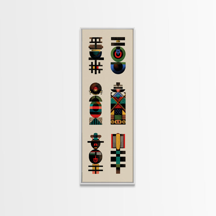 Abstract African Totem Wall Art, Geometric Tribal Symbols, Modern Afrocentric Decor, Ethnic Pattern Canvas For Home Gallery