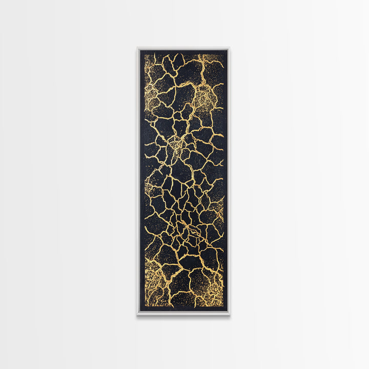 Black And Gold Crackle Abstract Wall Art, Luxury Canvas Art, Modern African Art Decor, Bold Geometric Statement Home Decor