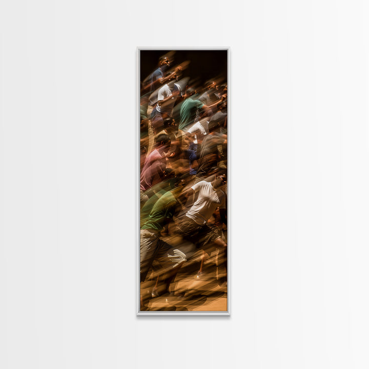 Blurred Crowd In Motion Canvas Print, Contemporary African People Art, Urban Wall Decor, Vibrant Statement Living Room Art