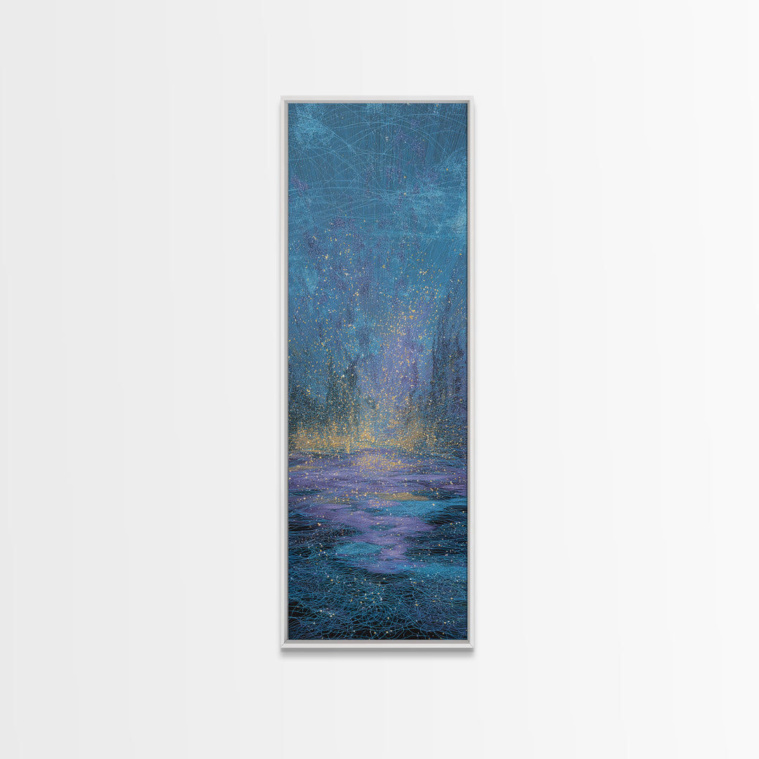 Blue Rainy Ocean Horizon Canvas Print, Dreamy Abstract Seascape, Coastal Bedroom Wall Decor, Modern Home Decor Gift For Her