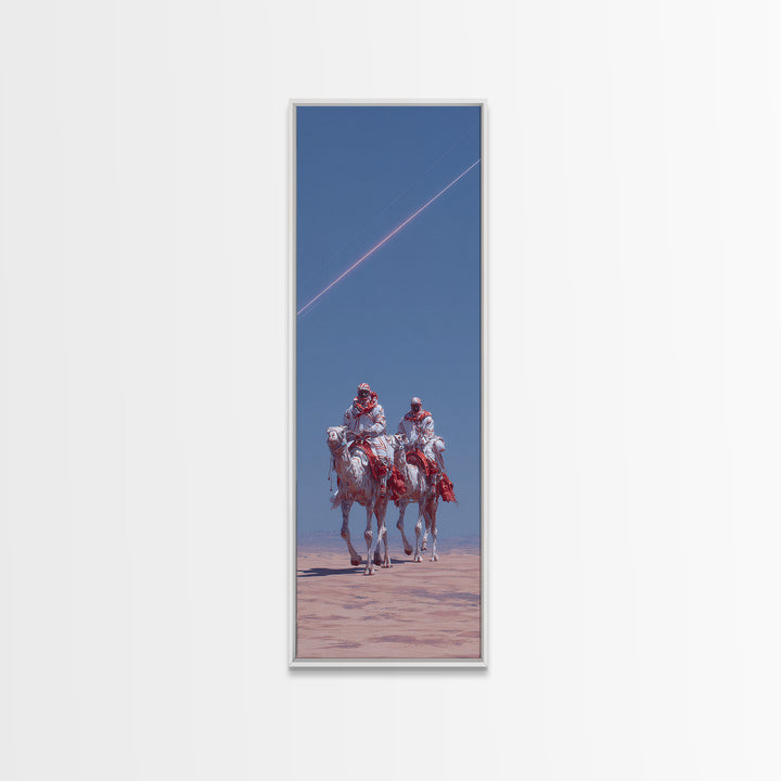 Two Desert Riders Under Blue Sky Canvas Print, African Warrior Art, Western Safari Decor, Unique Statement Wall Decor, Gift