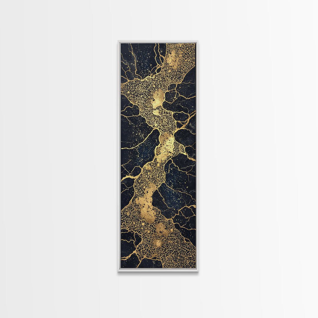 Black And Gold River Veins Wall Art, Abstract Geometric Texture, Luxury Canvas Decor, Modern Office Decor, Statement Gift