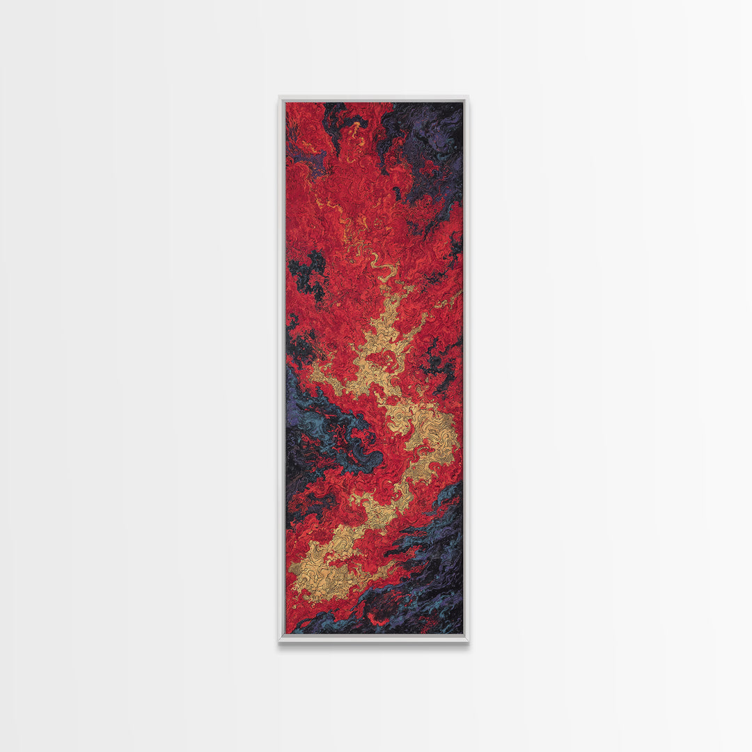Crimson Lava River Abstract Wall Art, Fiery Red Orange Canvas Print, Bold Modern Art, Textured Painting Home Decor Gift For Him