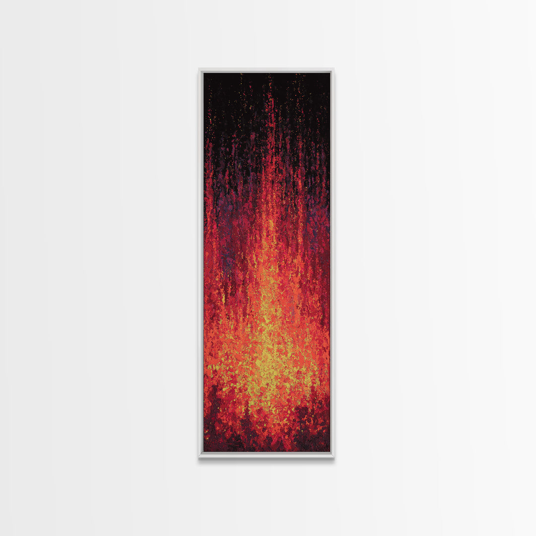 Blazing Red Orange Firefall Abstract Wall Art, African Inspired Canvas Print, Modern Black Decor, Statement Home Decor Gift