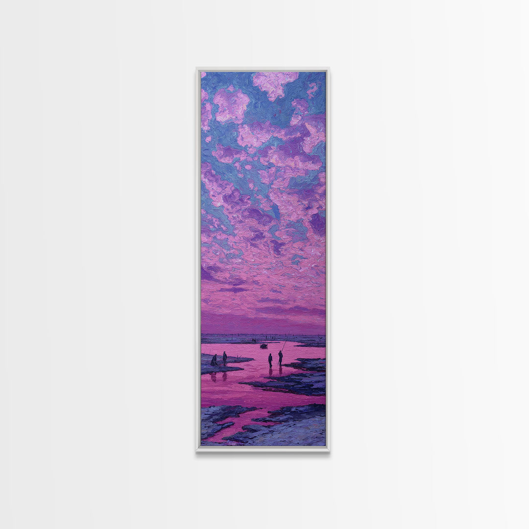 Pink Purple Coastal Sunset Sky Wall Art, Dreamy Canvas Print, Serene Beach Landscape Decor, Modern Large Living Room Gift