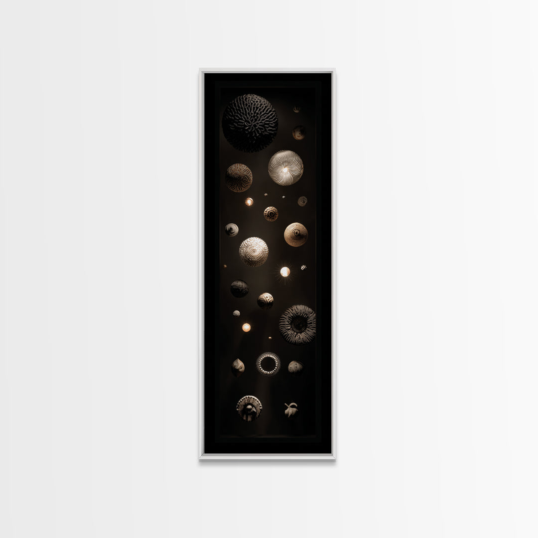 Celestial African Basket Sphere Wall Art, Black Gold Gallery Canvas Print, Textured Tribal Decor, Modern Luxury Art For Home