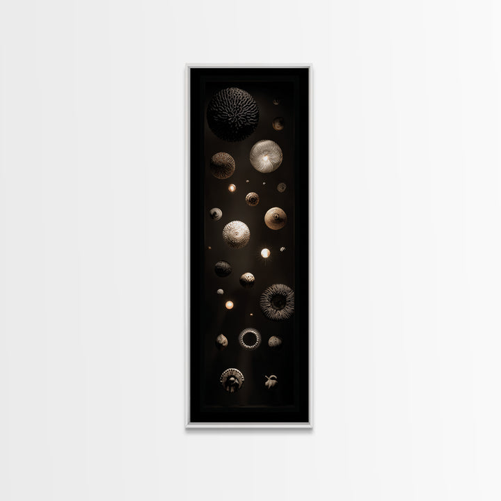 Celestial African Basket Sphere Wall Art, Black Gold Gallery Canvas Print, Textured Tribal Decor, Modern Luxury Art For Home