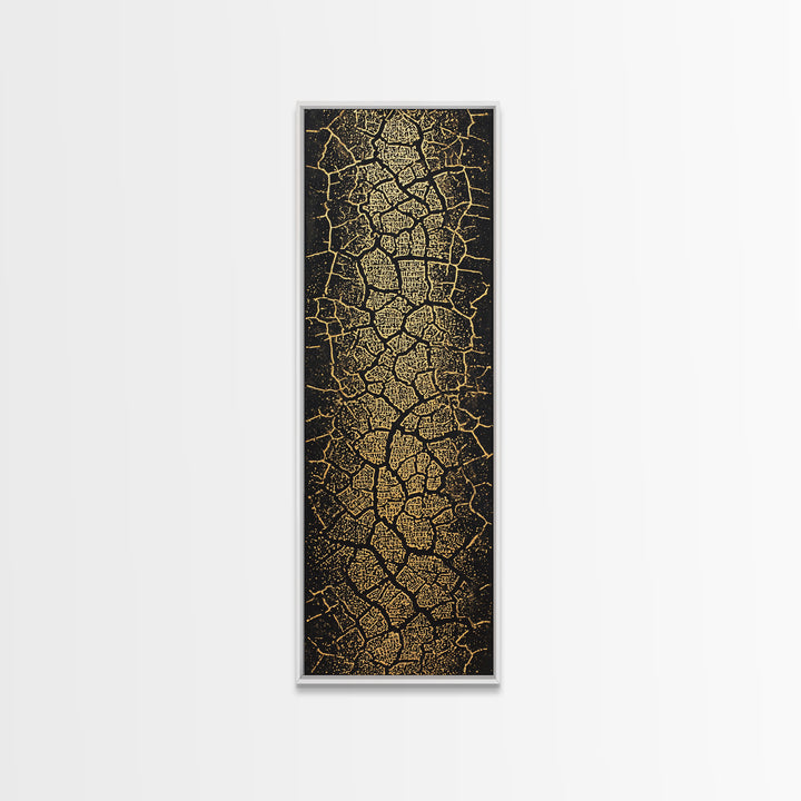 Gold On Black Abstract Map Wall Art, Tribal Maze Texture Canvas Print, African Inspired Geometric Statement Decor For Home
