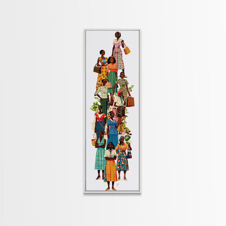 Stylish African Women Fashion Wall Art, Colorful Ankara Dresses Black Girl Magic Decor, Afrocentric Feminine Canvas Print