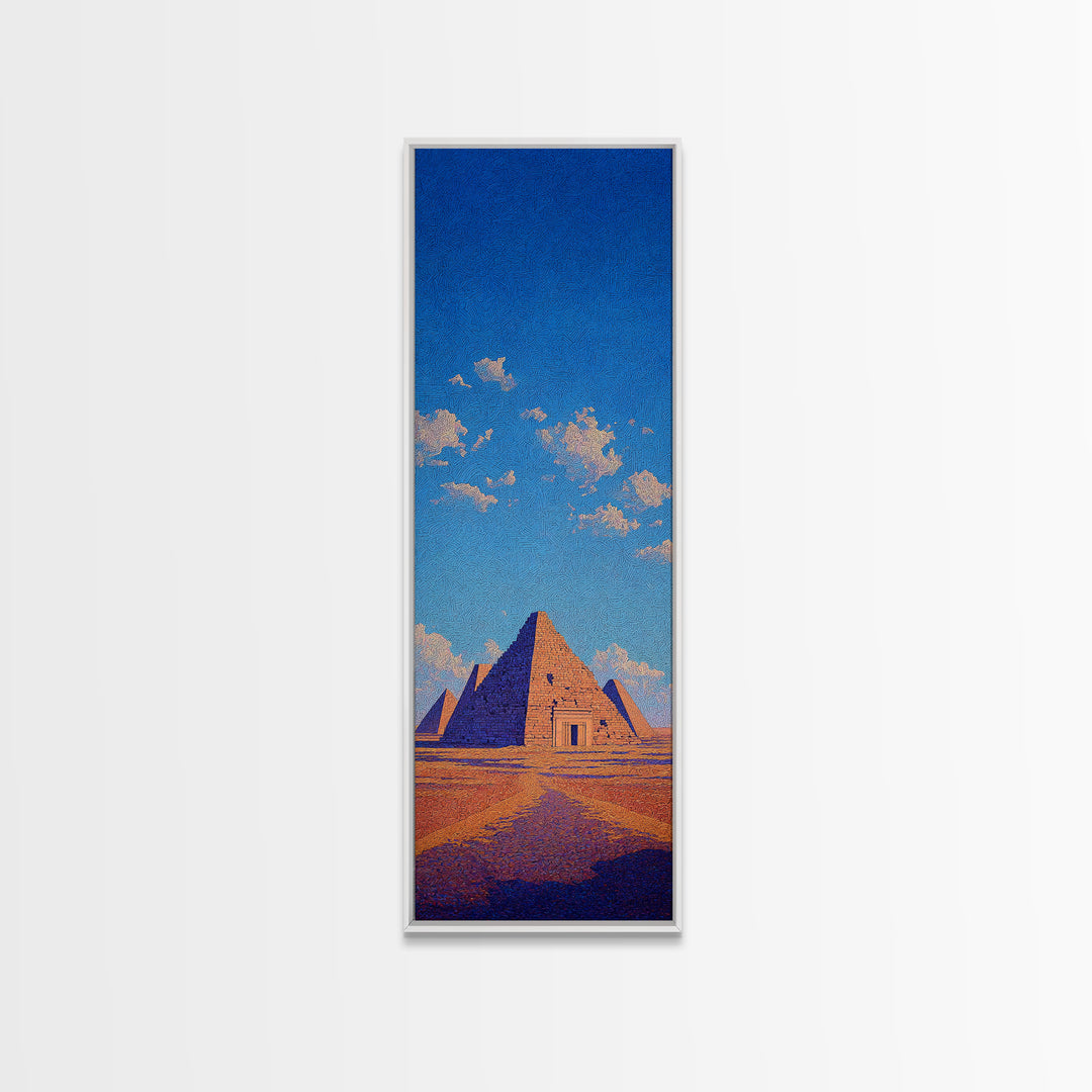Egyptian Pyramids Blue Sky Wall Art, Ancient African Landscape Canvas Print, Desert Travel Poster Home Decor Gift For Her
