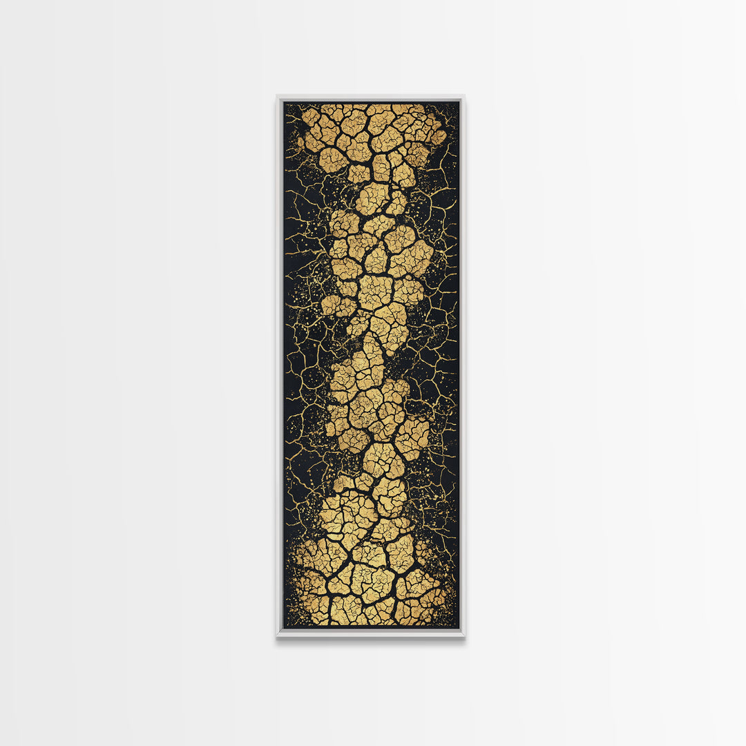 Gold Crackle River On Black Abstract Canvas Print, Luxury Art, Black And Gold Art, Statement Wall Art, Elegant Home Decor