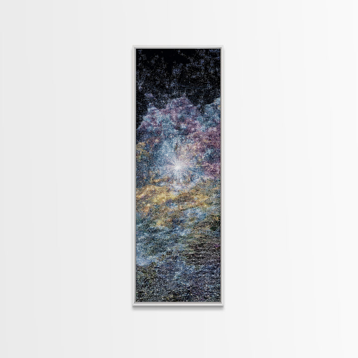 Sparkling Cosmic African Landscape Wall Art, Starry Abstract Canvas Print, Blue Gold Nature Scene, Dreamy Home Decor Gift