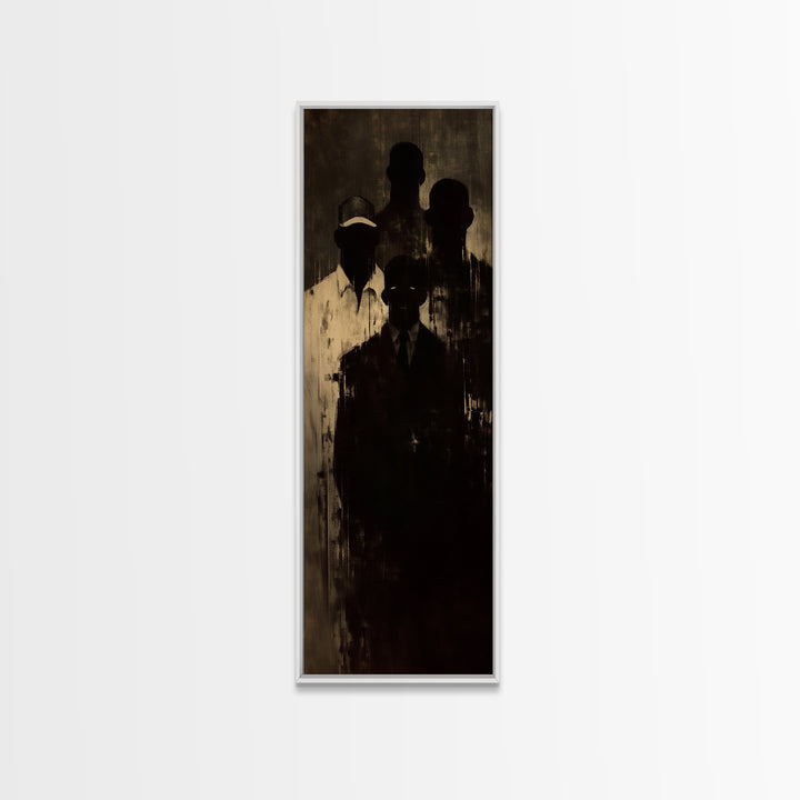 Shadowed African Men In Suits And Ancestral Light Wall Art, Black Culture Portrait, Moody Masculine Office Decor Gift For Him