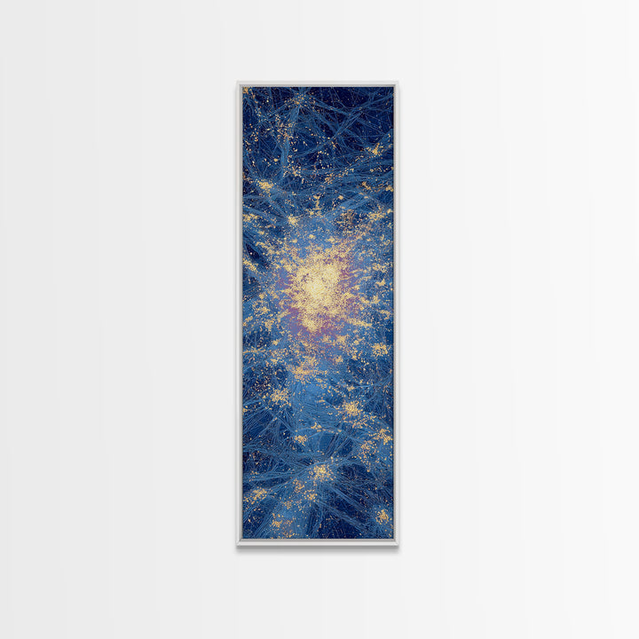 Blue Gold Abstract African Wall Art, Radiant Cosmic Canvas Print, Modern Textured Energy Decor, Luxury Home Decor Gift, Statement Piece