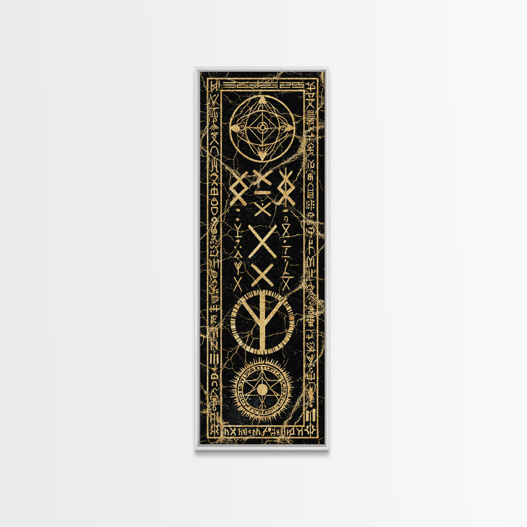 Ancient Golden Sigil With Sacred Geometry, Canvas Print, Mystical Wall Art, Spiritual Decor, Gothic Home Decor Gift For Altar Room
