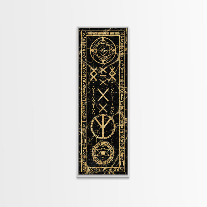 Ancient Golden Sigil With Sacred Geometry, Canvas Print, Mystical Wall Art, Spiritual Decor, Gothic Home Decor Gift For Altar Room