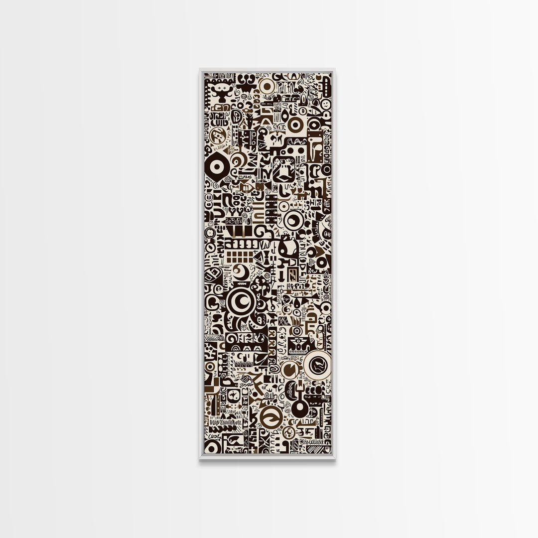 Bold Monochrome Symbols And Tribal Pattern Collage, Canvas Print, Abstract Wall Art, Geometric Decor, Modern Home Decor Gift