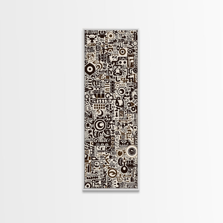 Bold Monochrome Symbols And Tribal Pattern Collage, Canvas Print, Abstract Wall Art, Geometric Decor, Modern Home Decor Gift