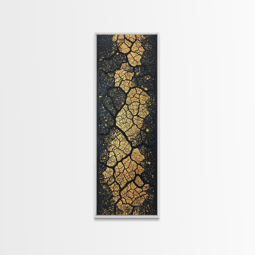 Gold Cracked Earth African Wall Art, Abstract Texture Canvas Print, Black And Gold Design, Modern Statement Home Decor Gift