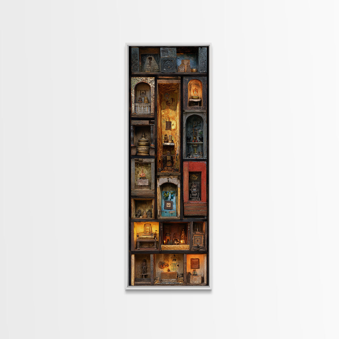 Glowing African Shrine Cabinet Wall Art, Ancestral Niches Canvas Print, Spiritual Cultural Decor, Unique Home Decor Gift