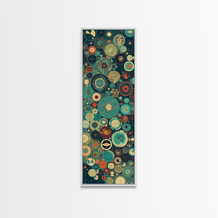 Abstract Celestial Circles And Cosmic Charts Wall Art, Modern African Inspired Decor, Geometric Canvas Print, Office Gift