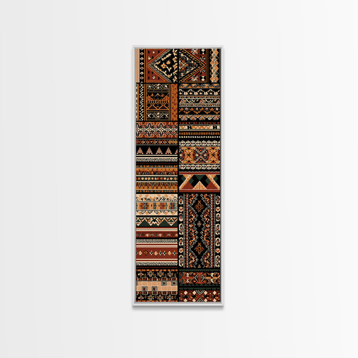 Orange Black African Tribal Patterns Canvas Print, Ankara Textile Wall Decor, Boho African Art For Living Room Home Decor Gift