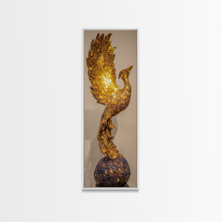 Glowing Golden Phoenix Sculpture Wall Art, African Inspired Bird Decor, Statement Piece, Luxury Unique Home Decor Gift For Her