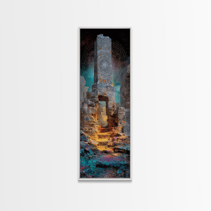 Cosmic Stone Portal Canvas Print, Ancient Ruins Monolith, Mystical African Inspired Wall Decor, Spiritual Statement Art Gift