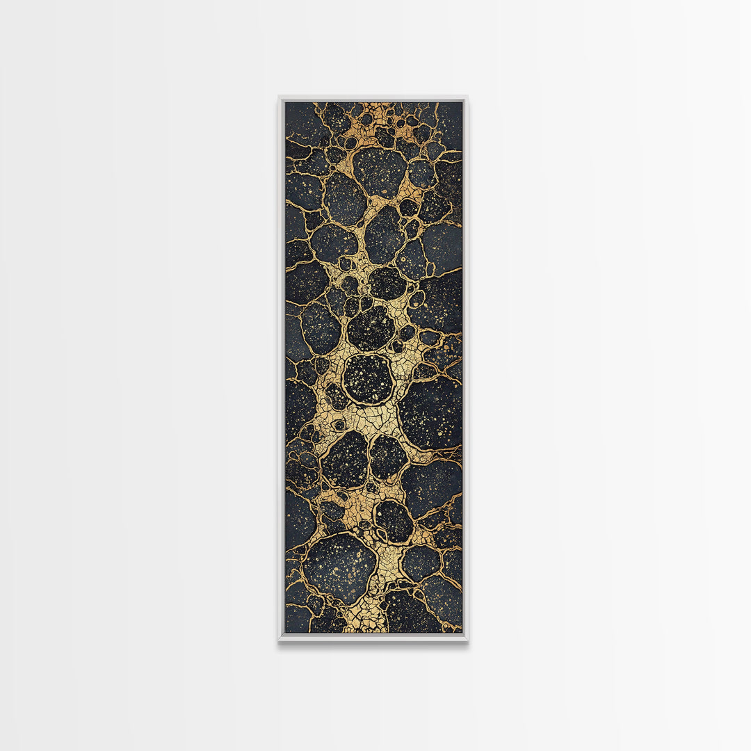 Black Gold Cracked Stone Canvas Print, Abstract African Art Decor, Luxury Modern Wall Art, Earth Tone Statement Piece Gift