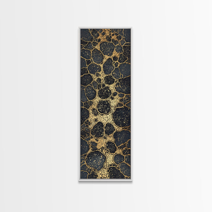 Black Gold Cracked Stone Canvas Print, Abstract African Art Decor, Luxury Modern Wall Art, Earth Tone Statement Piece Gift