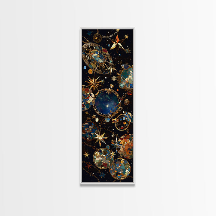 Celestial Orbit Stars Canvas Print, Gold Boho Wall Art, Mystical Galaxy Decor, Luxury Abstract Home Decor Gift For Art Lovers
