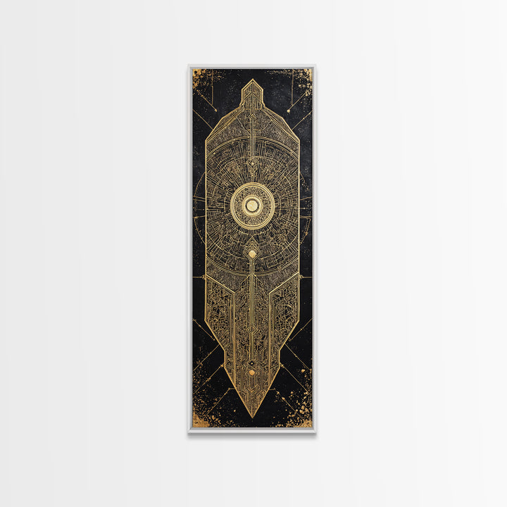 Black Gold Geometric African Shield Wall Art, African Abstract Art, Modern Canvas Art, Afrocentric Decor, Luxury Canvas Print