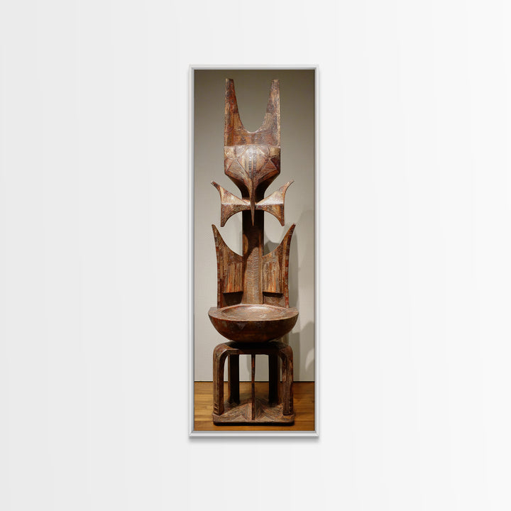 Rustic African Tribal Throne Sculpture Wall Art, African Wood Statue, African Carved Decor, Cultural Home Decor, Unique Gift