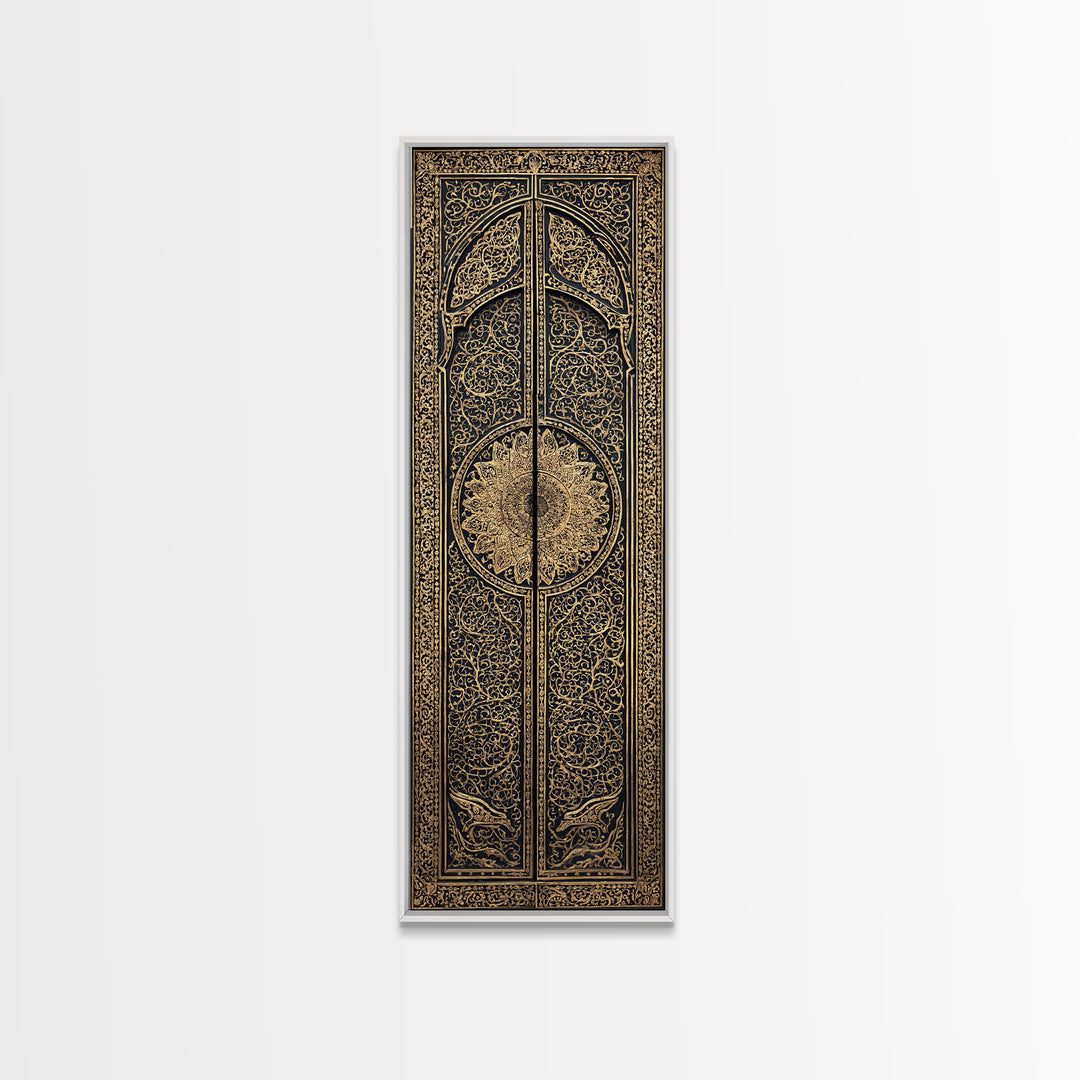Black Gold Ornate African Door Panels Canvas Print, Tribal Pattern Wall Art, African Home Decor, Cultural Wall Decor Gift