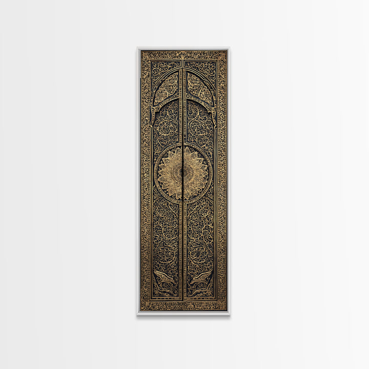 Black Gold Ornate African Door Panels Canvas Print, Tribal Pattern Wall Art, African Home Decor, Cultural Wall Decor Gift