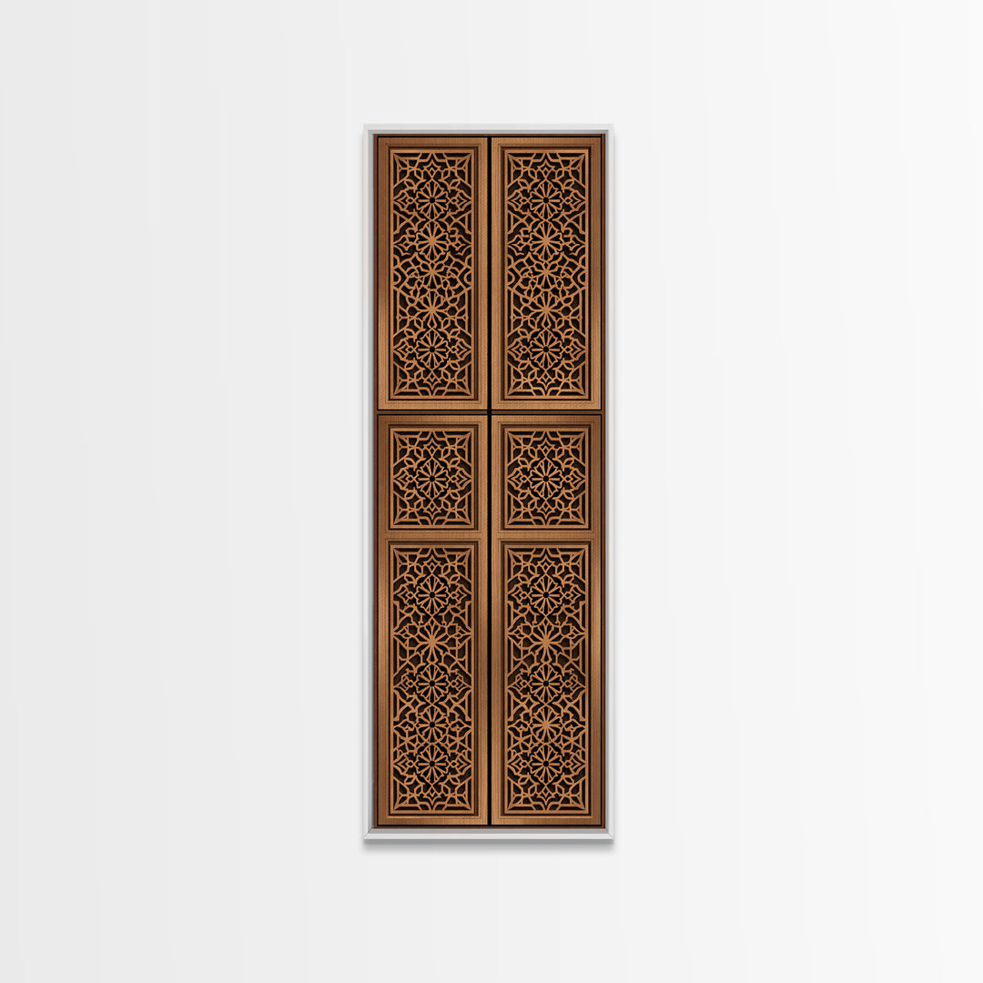Tan Geometric African Pattern Door Panels Canvas Print, African Tribal Decor, Boho Wall Art, Minimalist Decor, Unique Home Decor