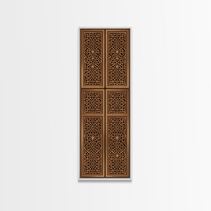 Tan Geometric African Pattern Door Panels Canvas Print, African Tribal Decor, Boho Wall Art, Minimalist Decor, Unique Home Decor
