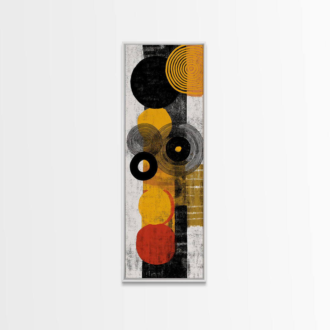 Black Gold And Orange Abstract Circles Canvas Print, Geometric African Inspired Wall Decor, Modern Boho Office Home Decor Gift
