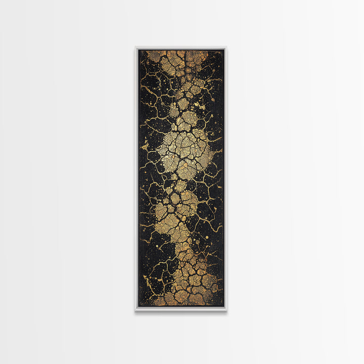 Abstract Gold Cracked Stone Wall Art, Black And Gold African Inspired Canvas Print, Luxury Texture For Modern Home Decor
