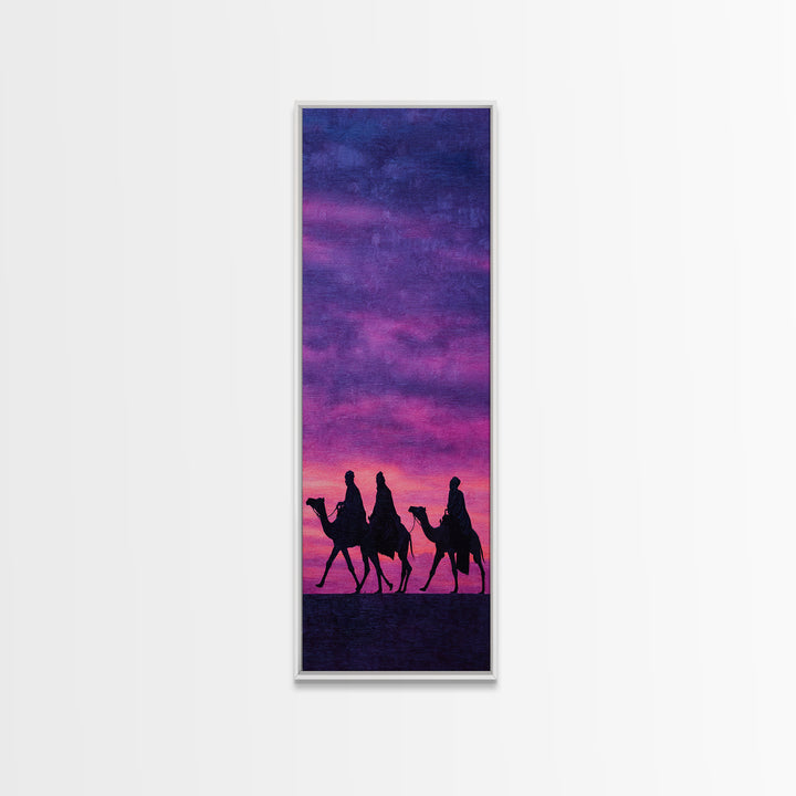 Pink Purple Sunset Camel Caravan Wall Art, African Safari Art Print, Desert Travel Decor, Boho Canvas For Bedroom Gallery