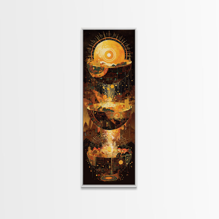 Glowing Solar City And Floating Worlds Canvas Print, Afrofuturism Decor, African Inspired Abstract, Modern Black Art, Statement Wall Decor