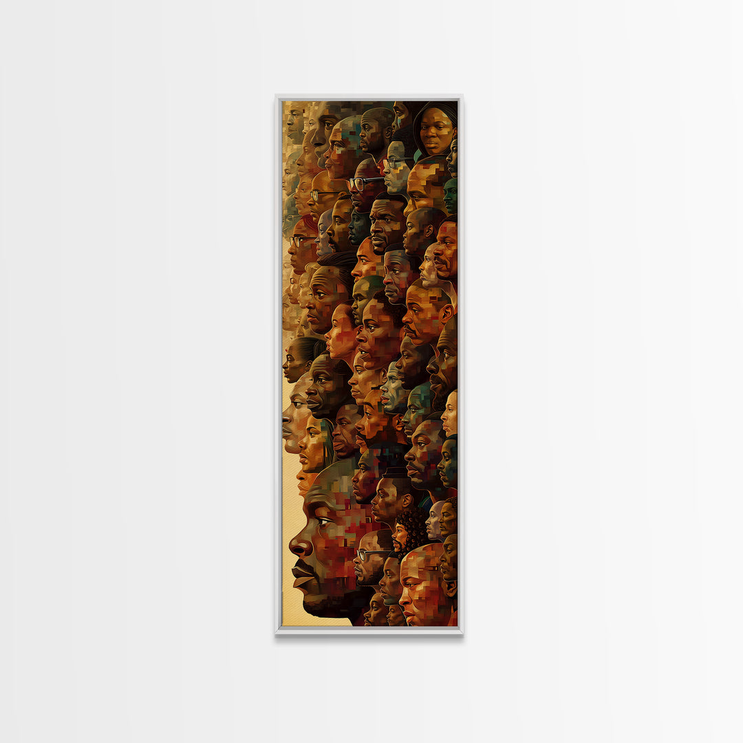 Panoramic Black Faces Collage With African Profiles Wall Art, African American Art Print, Afrocentric Black Culture Decor