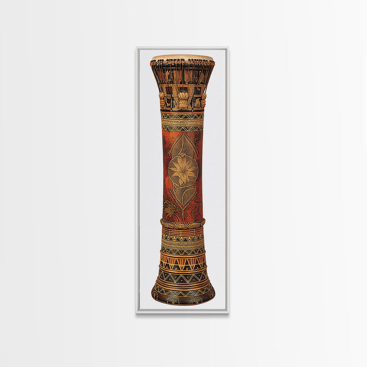 Carved African Djembe Drum Sculpture In Warm Wood Tones Wall Art, Tribal Decor, African Inspired Home Decor Gift For Him