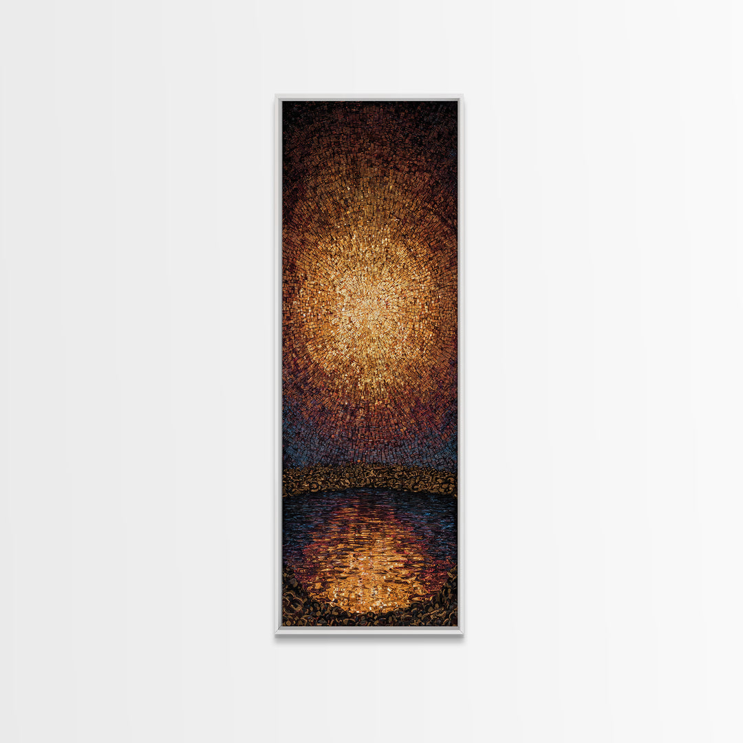 Radiant Golden Pear Light Over Water Wall Art, African Inspired Abstract Painting, Dreamy Wall Decor, Luxury Canvas Gift